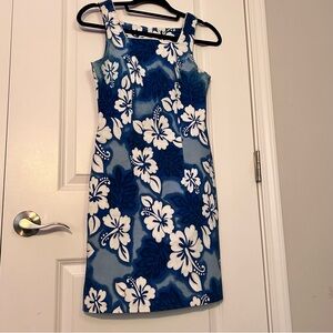 Jodi Kristopher Floral Blue and White Sleeveless Dress